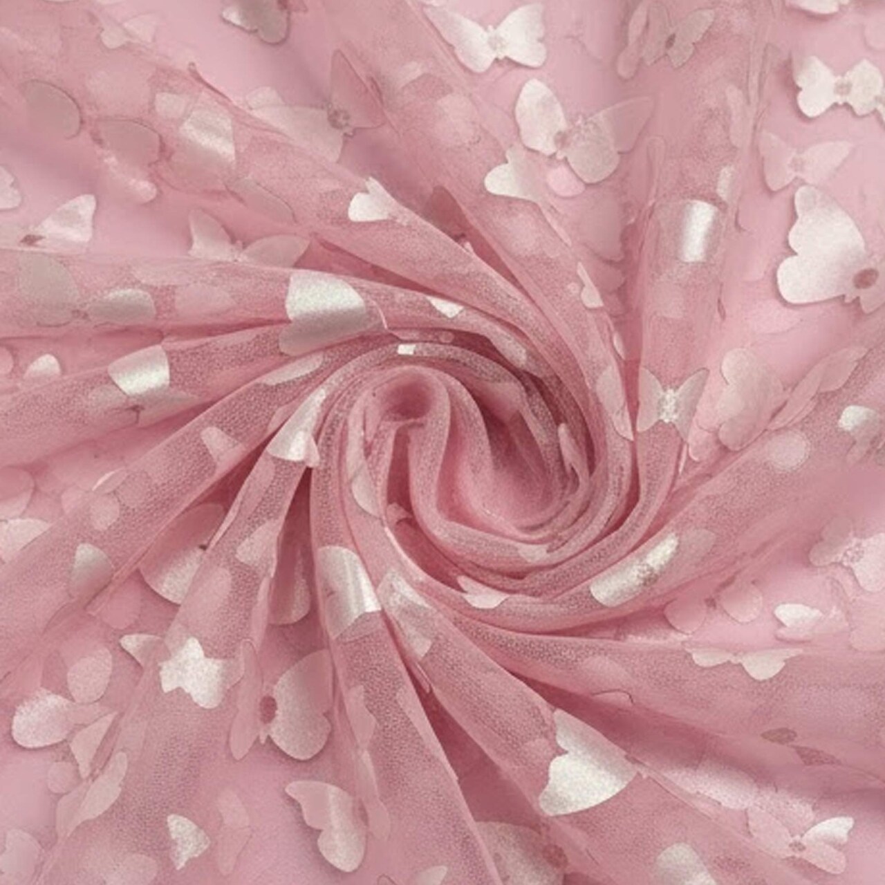 1 Yard 3D Butterfly Embroidered Satin Lace Polyester Fabric Elegant Material 60 Inch Width